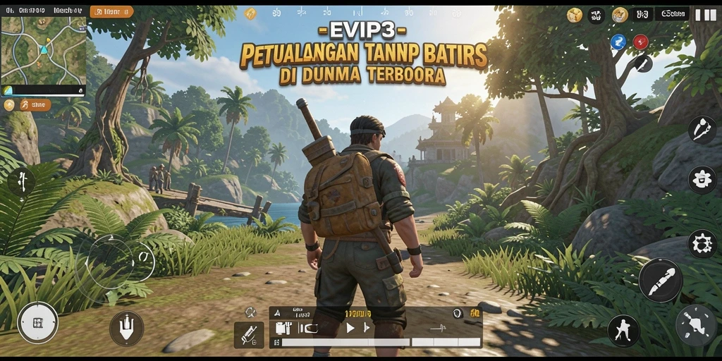 Screenshot gameplay EVIP3 menampilkan dunia terbuka yang indah dan mendetail.