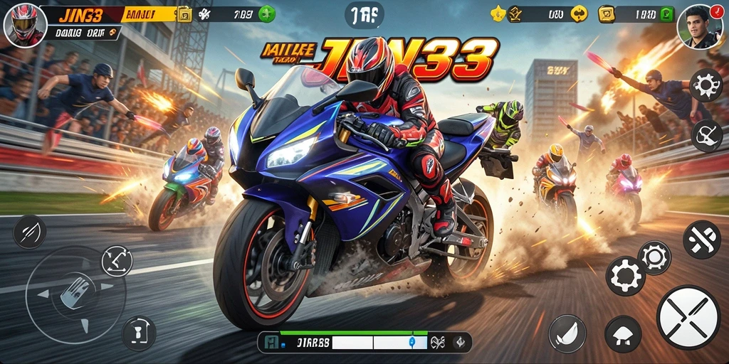 Gameplay seru JIN33 dengan grafis balapan motor yang menakjubkan.