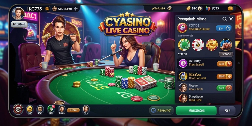 Screenshot gameplay menunjukkan dealer profesional dalam aksi.