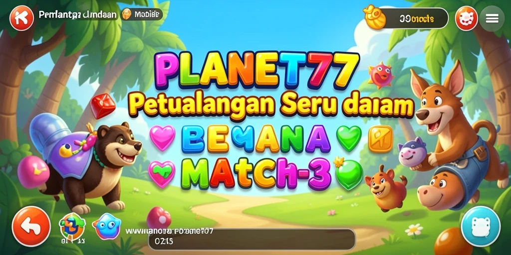 Tampilan seru gameplay PLANET77 dalam aksi Match-3.