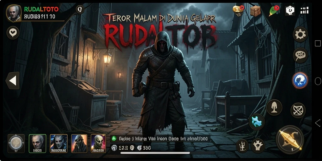 Screenshot gameplay RUDALTOTO menampilkan suasana mencekam dan menakutkan.