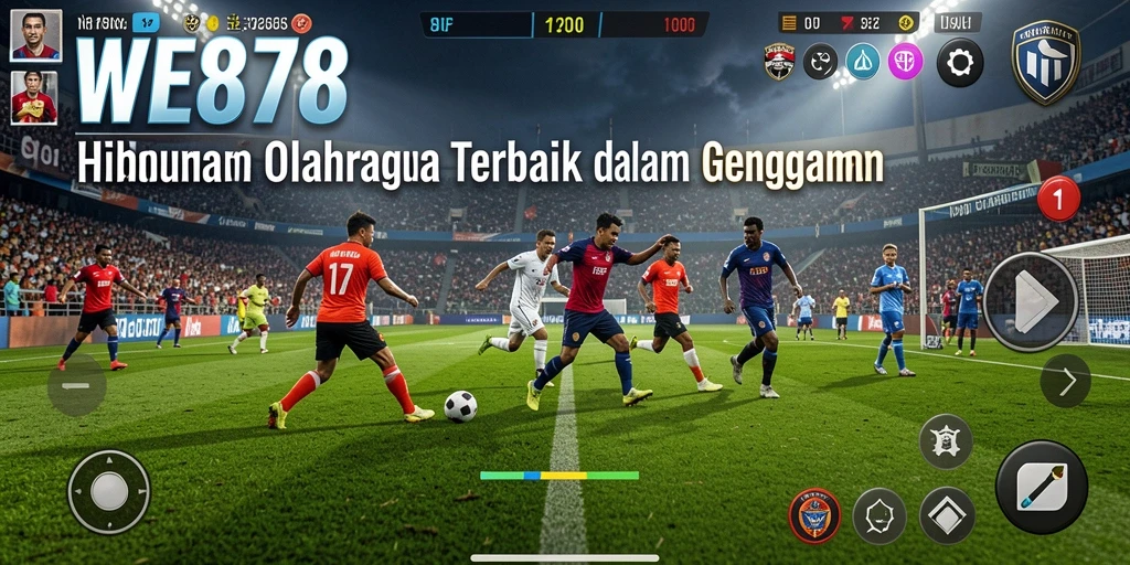 Screenshot WE878 menampilkan aksi intens dalam pertandingan olahraga.