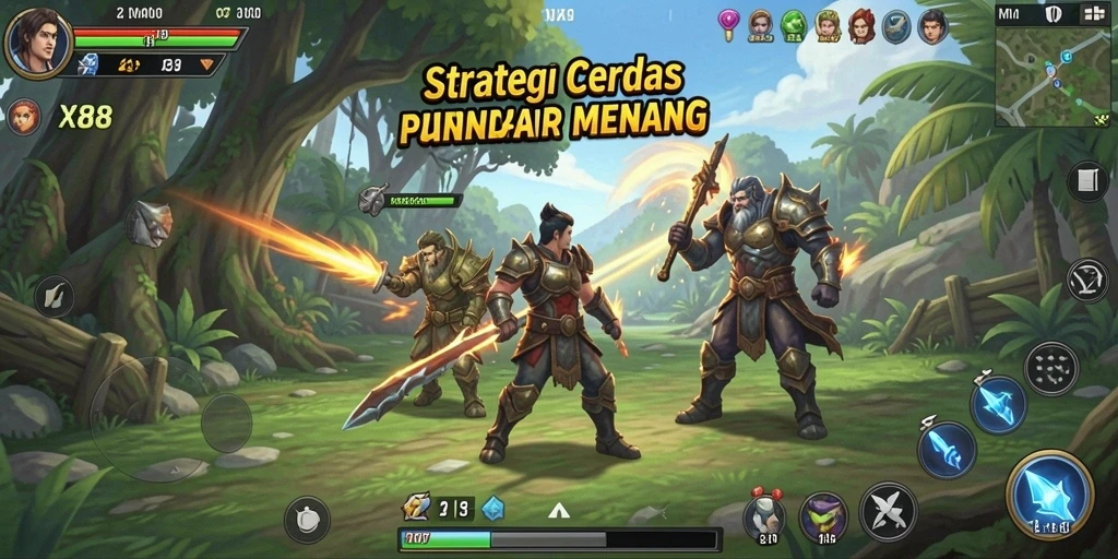 Screenshot gameplay X88 menampilkan pertempuran strategi yang mendebarkan.