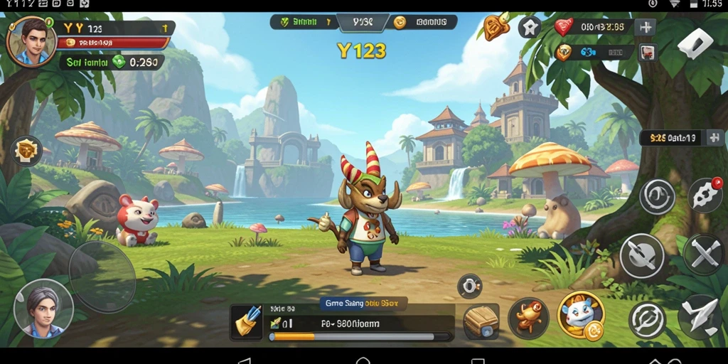 Tampilan gameplay <strong>YY123</strong> yang ceria dan penuh warna.